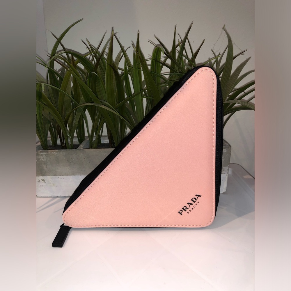 Prada Beauty Pink and Black Geometric Triangular Pouch - Picture 10 of 14